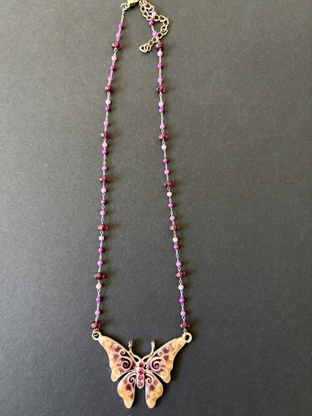Vintage Purple Butterfly Pendant Necklace